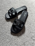Slip on flat sliders black