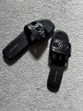 Slip on flat sliders black