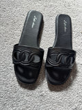 Slip on flat sliders black