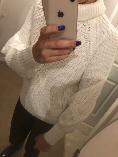 COWL NECK RAGLAN BALLOON JUMPER