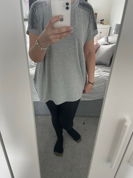 Diamanté shoulder stripe t shirt