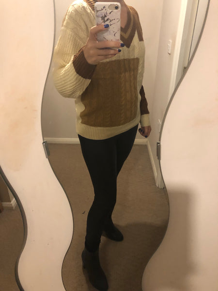 V neck colour block jumper  in sale was £24.99
