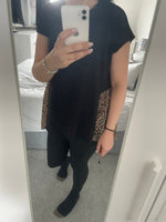 Black leopard chiffon hem top