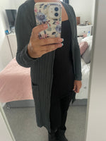 Ribbed mid length pocket cardigan