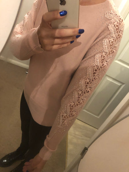 diamante lace sleeve detail jumper  in sale was £24.99