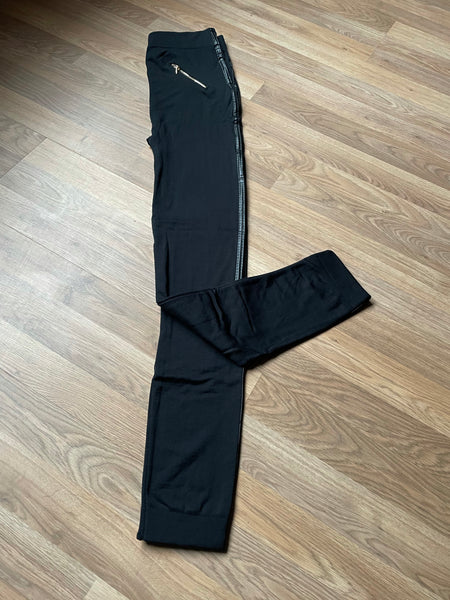 Zip pocket pu stripe detail leggings