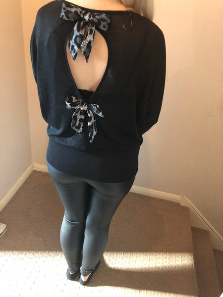 long sleeve bow back top