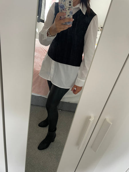 V neck vest with undershirt