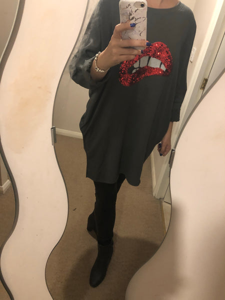 Sequin lips top