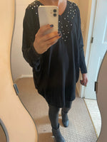 Pearl embellished batwing top