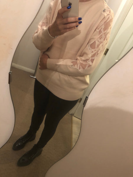lace detail sleeve jumper