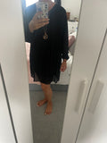 Long sleeve pleated necklace dress