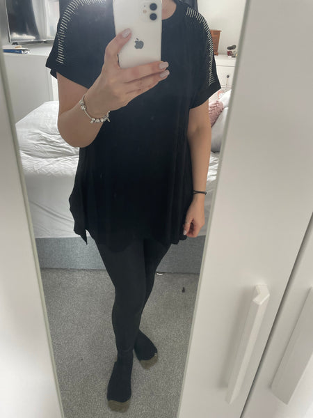 Diamanté shoulder stripe t shirt